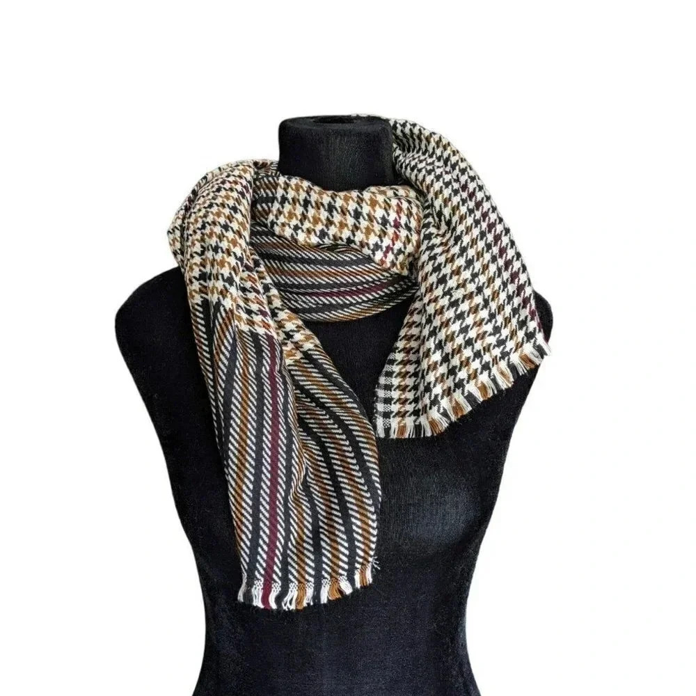 NWT INC International Concepts Unisex Houndstooth Scarf Chocolate (MSRP $36)